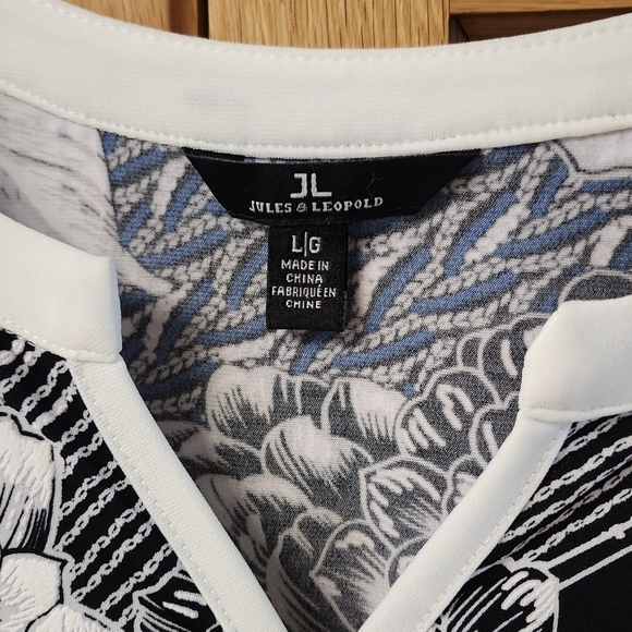 Womens Jules & Leopold Black and White Tunic Top 3/4 Sleeves Size L - Picture 2 of 6